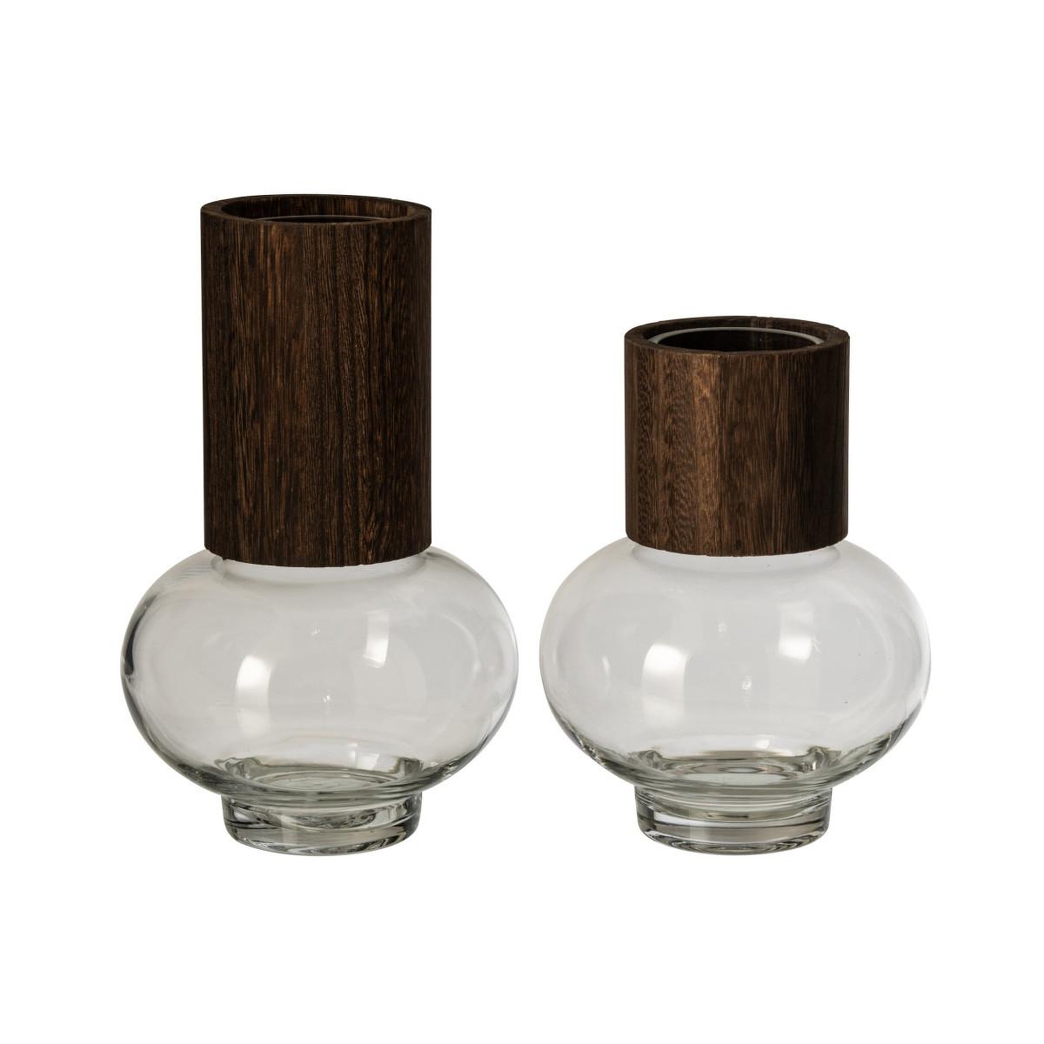 Voir la diapositive 2 : J-LINE Vase design en verre  nadia  22cm marron