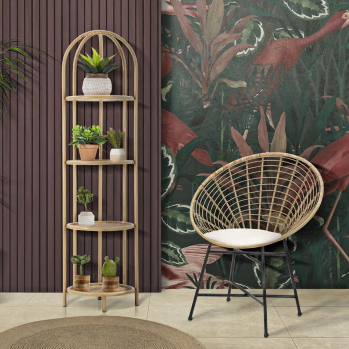 Paris Prix Étagère d'Angle 4 Niveaux  Panama  150cm Naturel