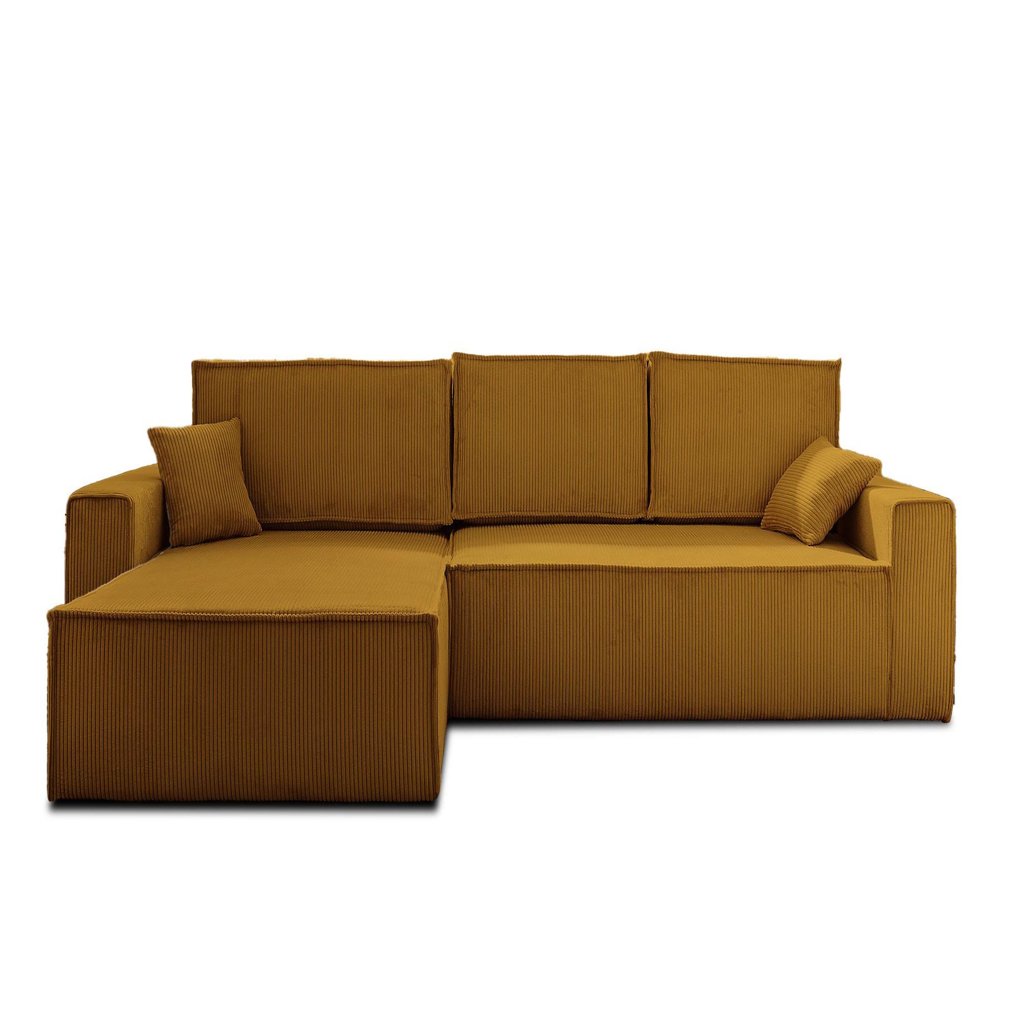 Voir la diapositive 1 : BEST MOBILIER Dellia - canapé d'angle réversible convertible - avec coffre - en velours côtelé - 4 places