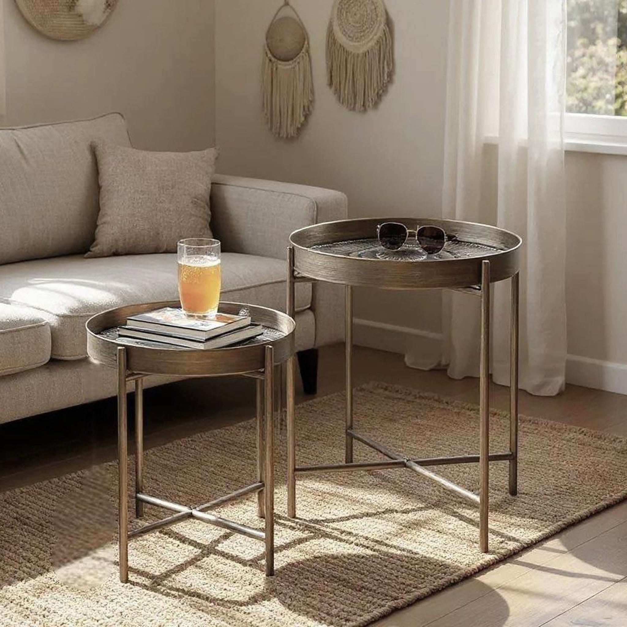 Voir la diapositive 4 : Paris Prix Lot de 2 tables d'appoint  nelia  56cm cuivre