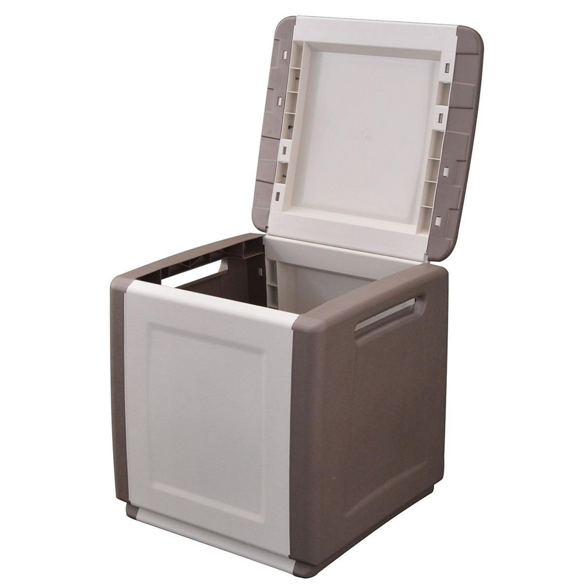 INTEC Coffre de rangement 130L Beige/Taupe 54 x 53 x H57cm Poignées de transport polypropylène INTEC