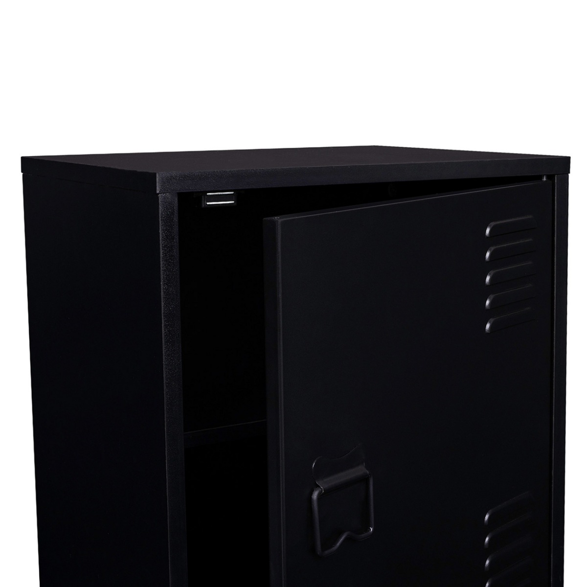 ID MARKET Table de chevet ESTER 1 porte métal noir design industriel