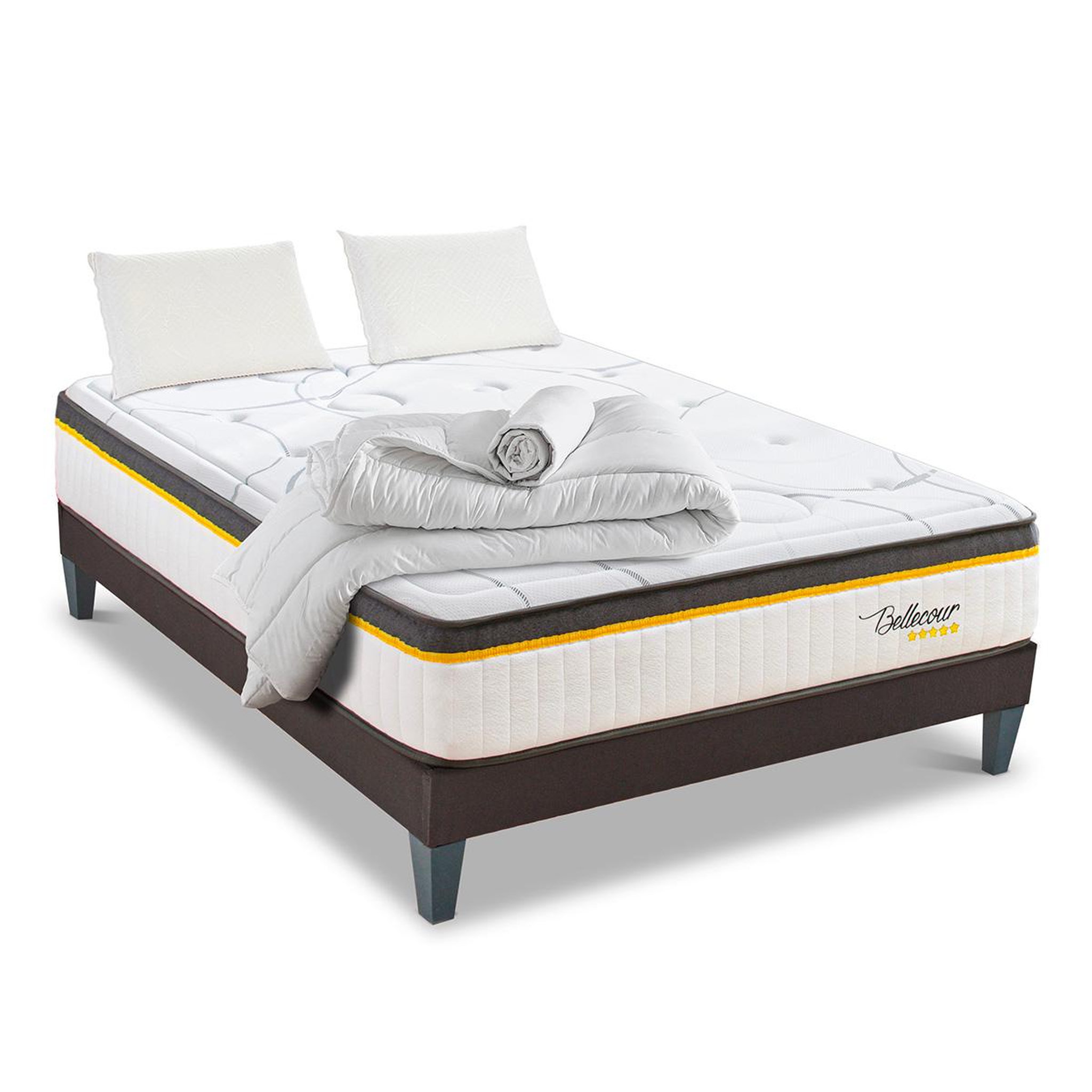 Voir la diapositive 1 : BELLECOUR Bellecour literie | pack prêt à dormir bellecour 3.0 | matelas ressorts ensachés + sommier + accessoires