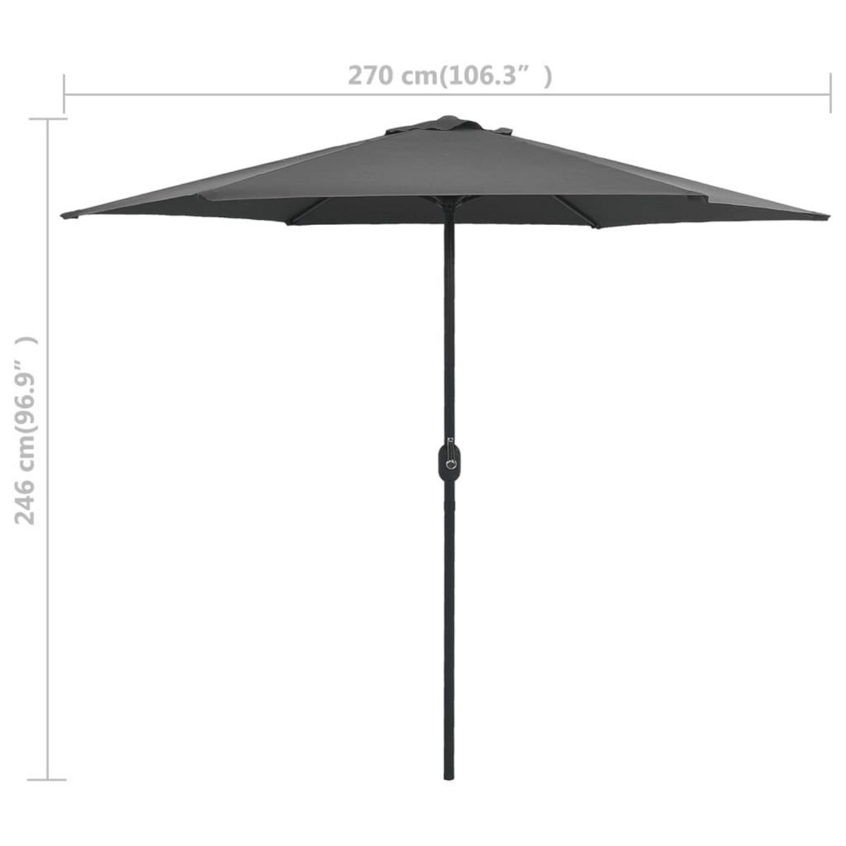 VIDAXL Parasol de jardin et mat en aluminium 270x246 cm Anthracite