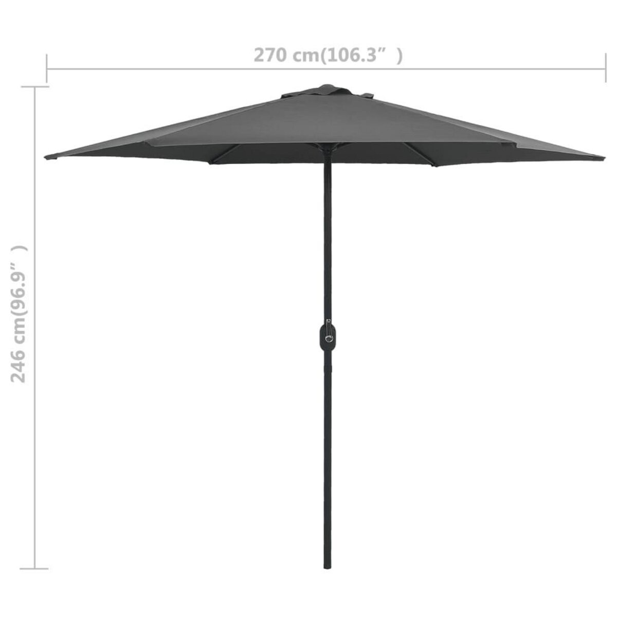VIDAXL Parasol de jardin et mat en aluminium 270x246 cm Anthracite