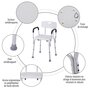 HOMCOM Chaise de douche siège de douche ergonomique hauteur réglable pieds antidérapants charge max. 135 Kg alu HDPE blanc
