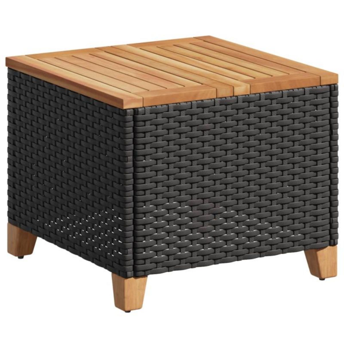 VIDAXL Table de jardin noir 45x45x37 cm résine tressée et bois acacia
