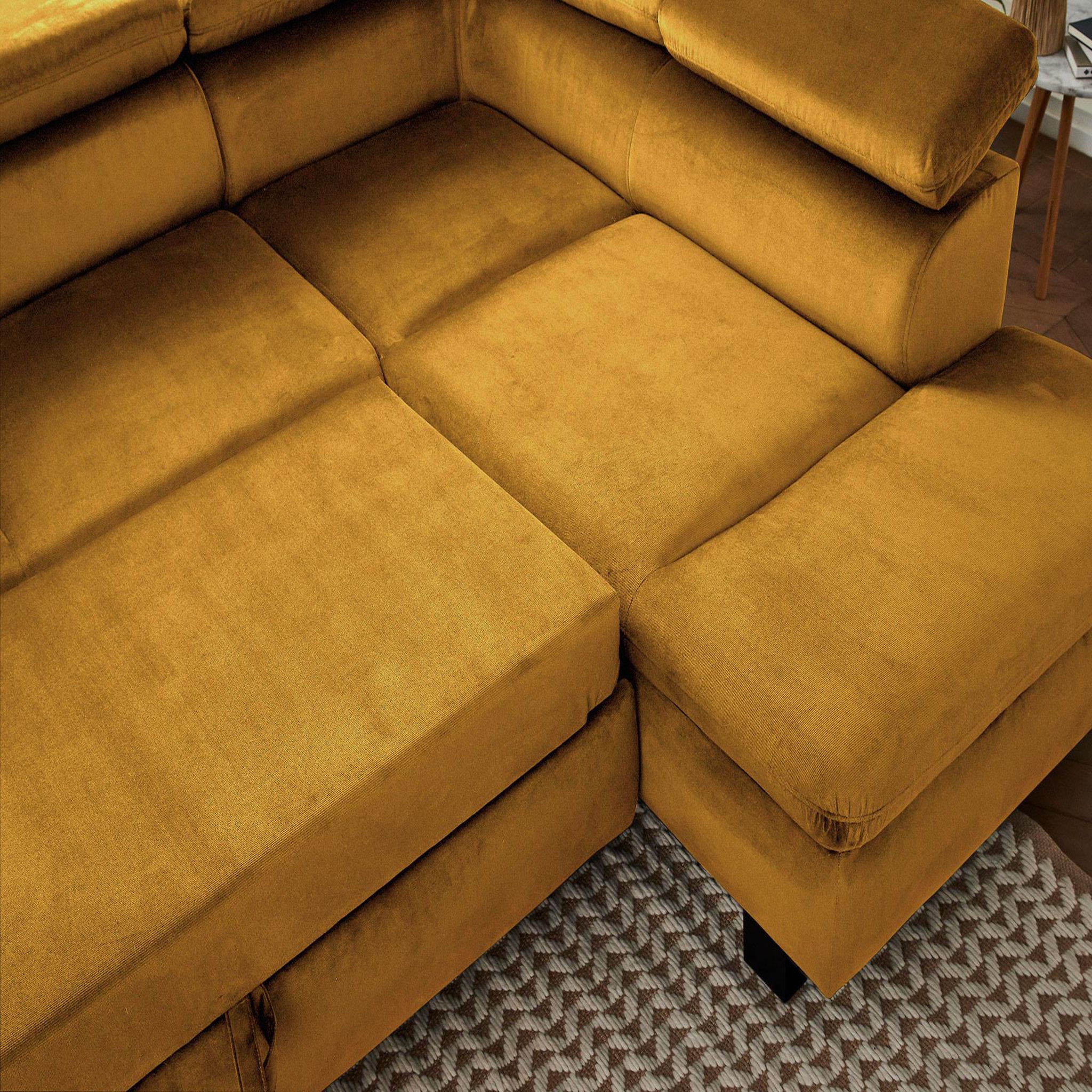 Voir la diapositive 6 : LISA DESIGN Nairobi - canapé d'angle convertible - en velours - 5 places - avec têtières - droit