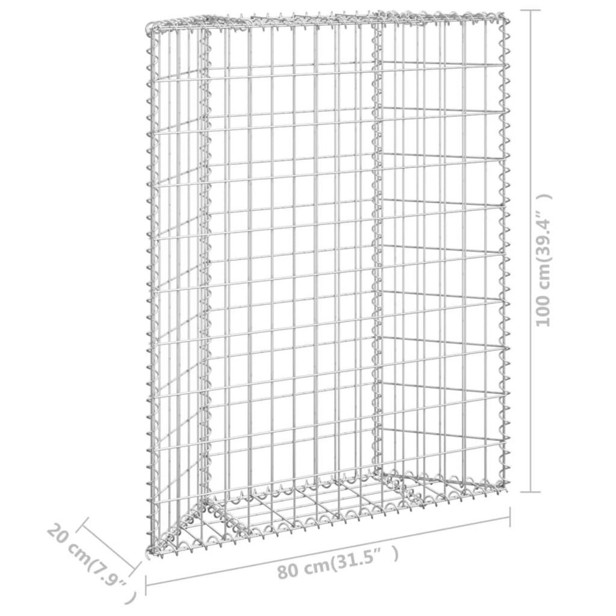 VIDAXL Lit sureleve a gabion en trapeze Acier galvanise 80x20x100 cm