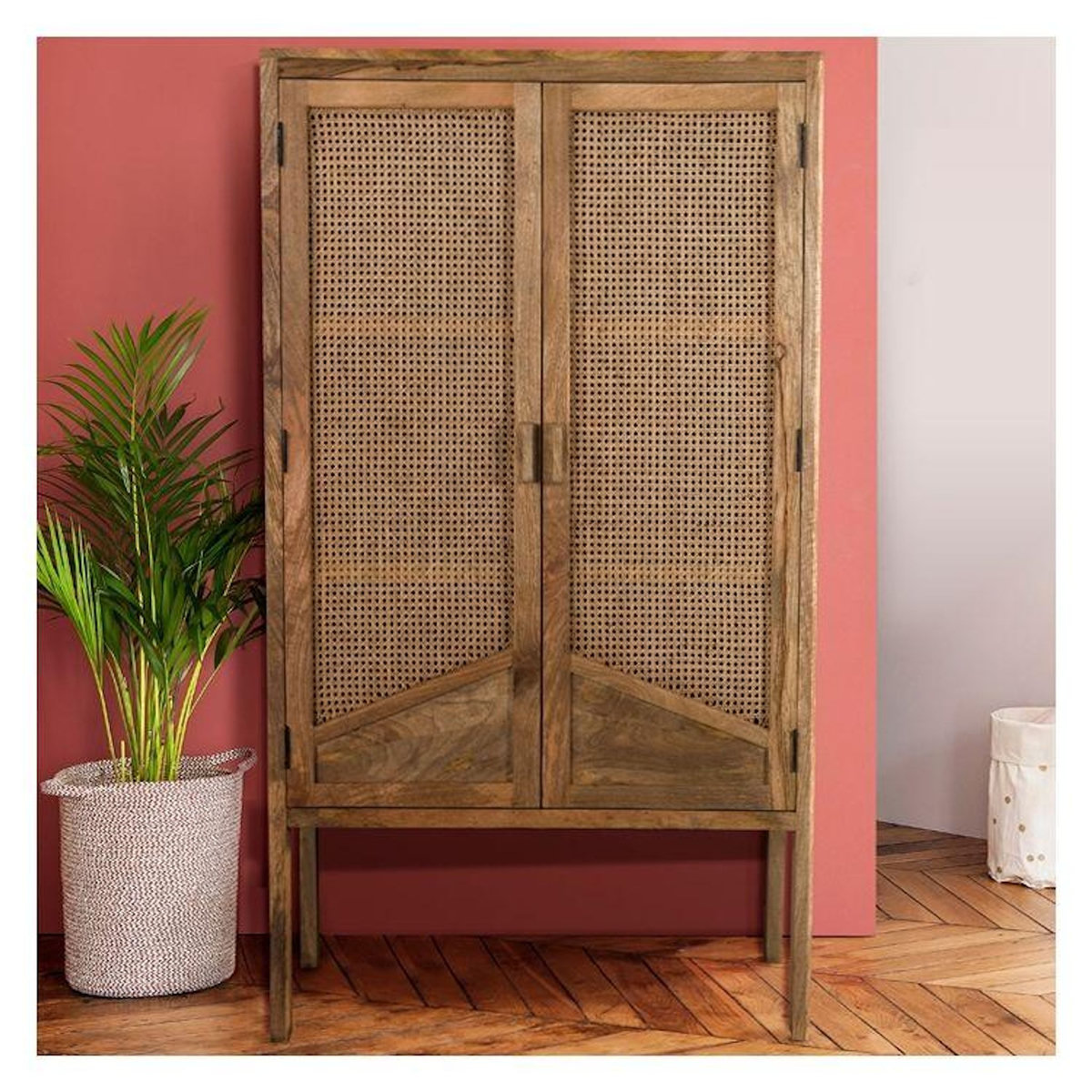 Rendez vous déco Armoire en cannage et bois 2 portes-Tiki