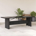 VIDAXL Table de jardin dessus en verre noir 240x90x75cm resine tressee