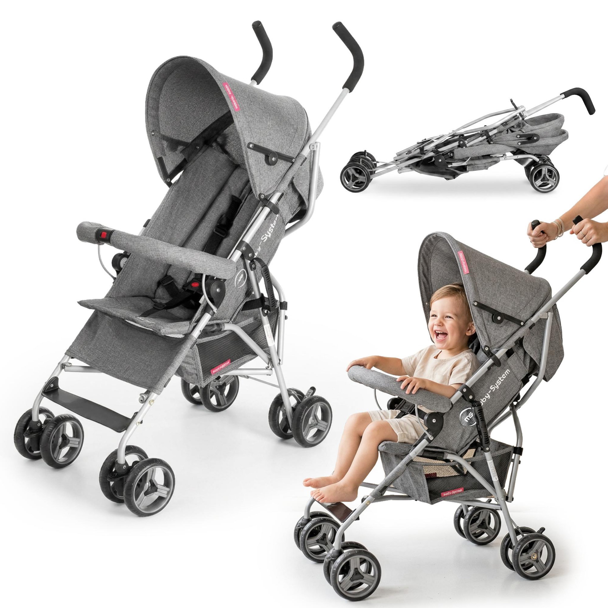 MOBY SYSTEM Poussette canne pliante légère BARTON GRAY Moby-System, 5,5 kg