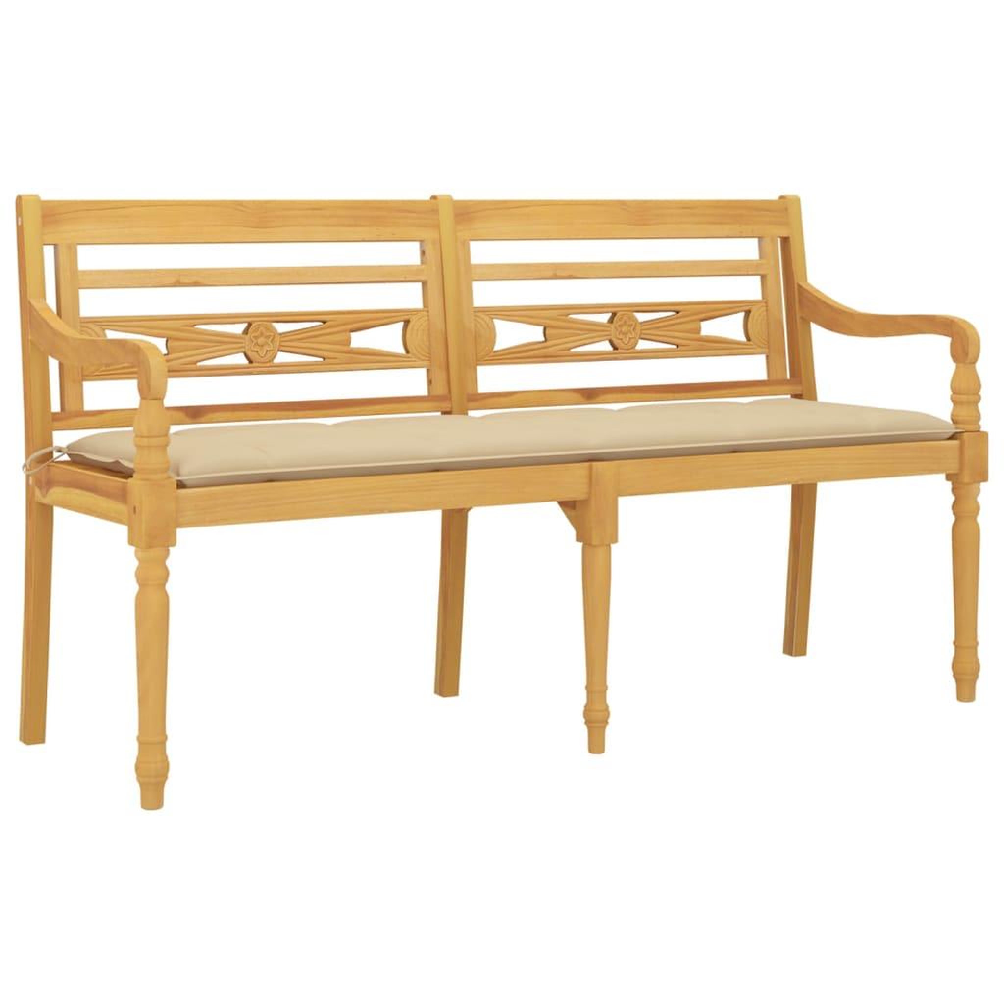 Voir la diapositive 3 : VIDAXL Banc Batavia avec coussin beige 150 cm Bois de teck massif