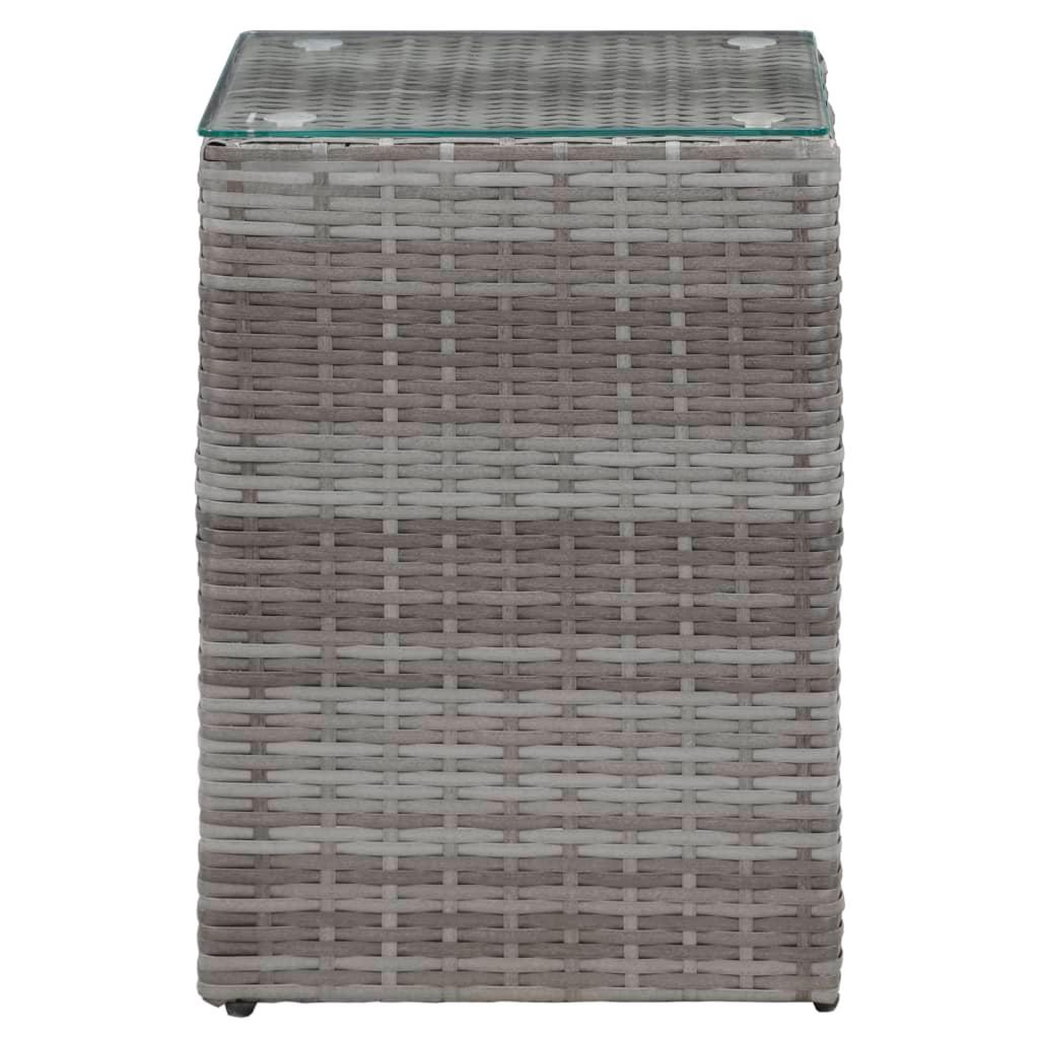 Voir la diapositive 4 : VIDAXL Tables d'appoint 3 pcs et dessus en verre Gris Resine tressee