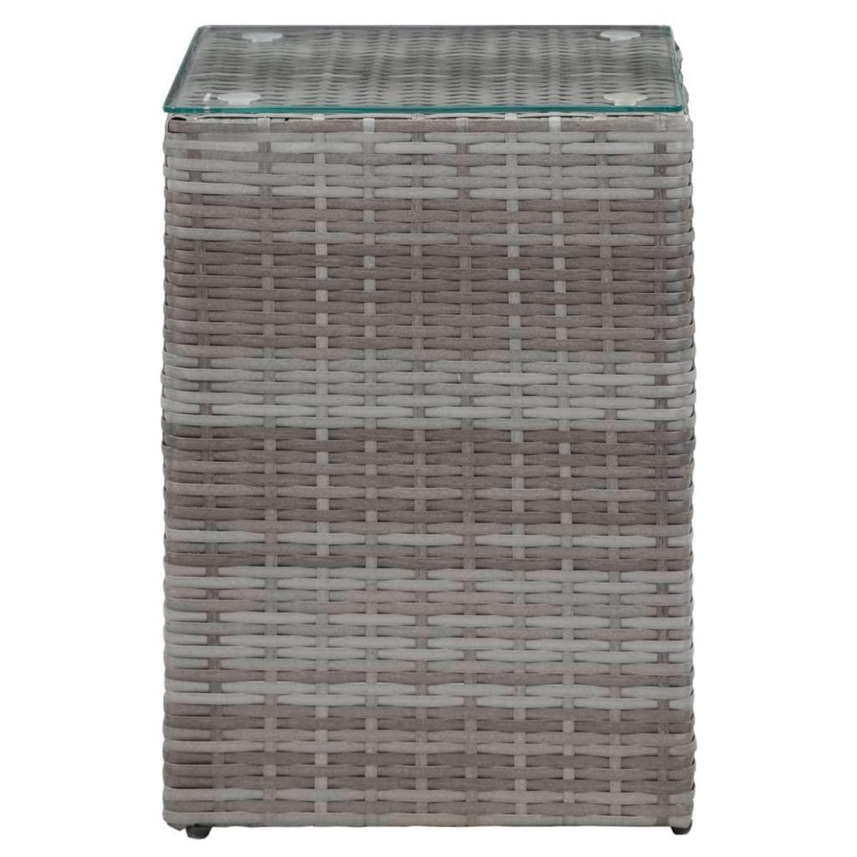 VIDAXL Tables d'appoint 3 pcs et dessus en verre Gris Resine tressee