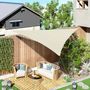 Voir la diapositive 2 : OUTSUNNY Voile d'ombrage triangulaire grande taille 6 x 6 x 6 m polyéthylène haute densité résistant aux UV crème
