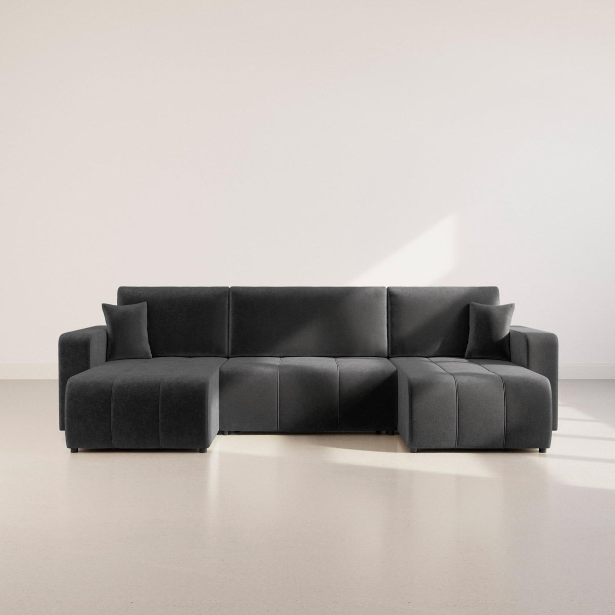 BEST MOBILIER Nicole - canapé panoramique en u 7 places convertible avec coffre en tissu