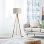 Voir la diapositive 2 : HOMCOM Lampadaire trépied style scandinave 40 W max. dim. 45L x 45l x 152H cm bois de pin lin beige