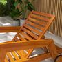 Voir la diapositive 6 : OUTSUNNY Bain de soleil transat inclinable 3 positions - accoudoirs, roues - bois de mélèze verni