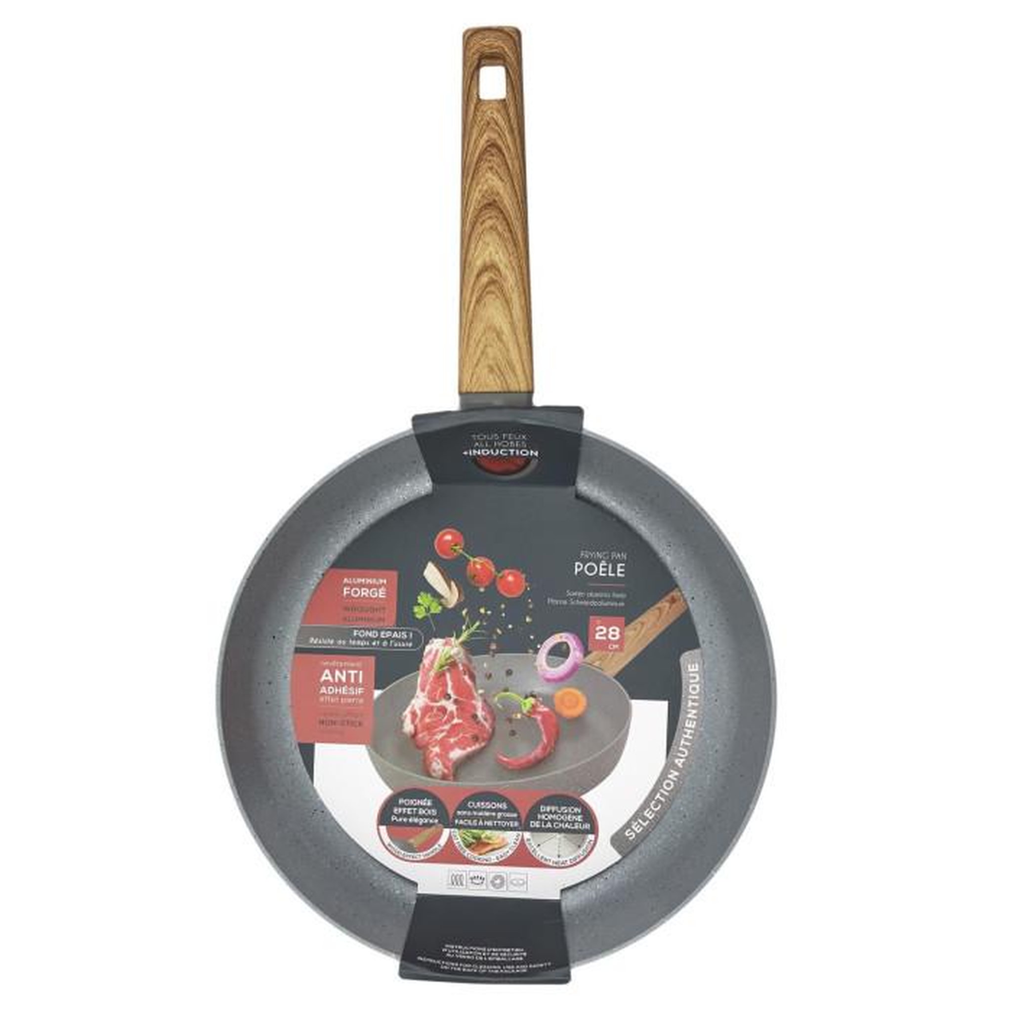 Voir la diapositive 5 : Paris Prix Poêle Aluminium  Forgé  28cm Gris