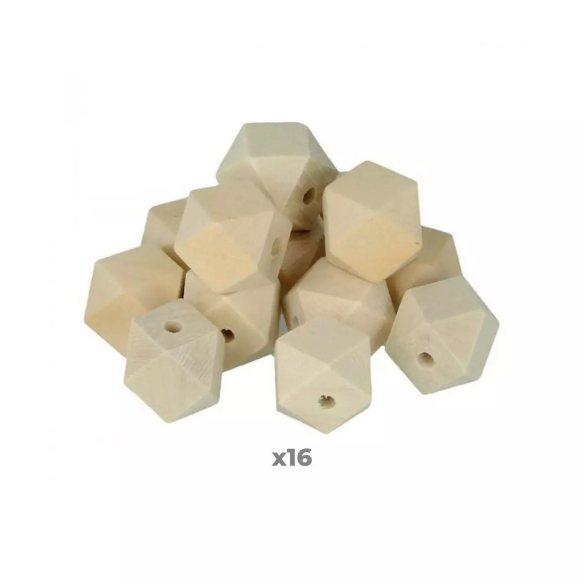 Artemio 16 perles en bois polygonales 20 x 27 mm