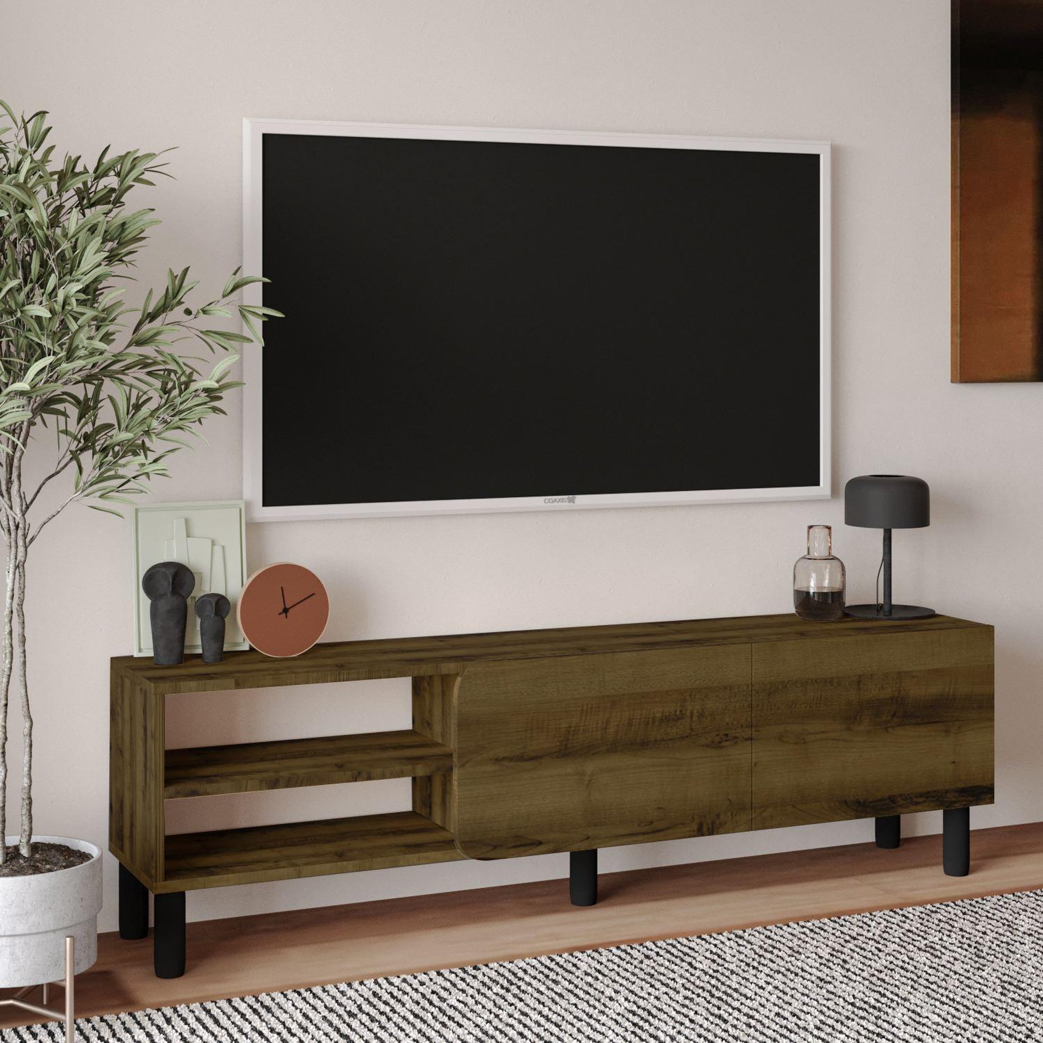 Voir la diapositive 3 : Habitat et Jardin Meuble tv en bois  river  - 150 x 31.4 x 48.2 cm - noyer antique