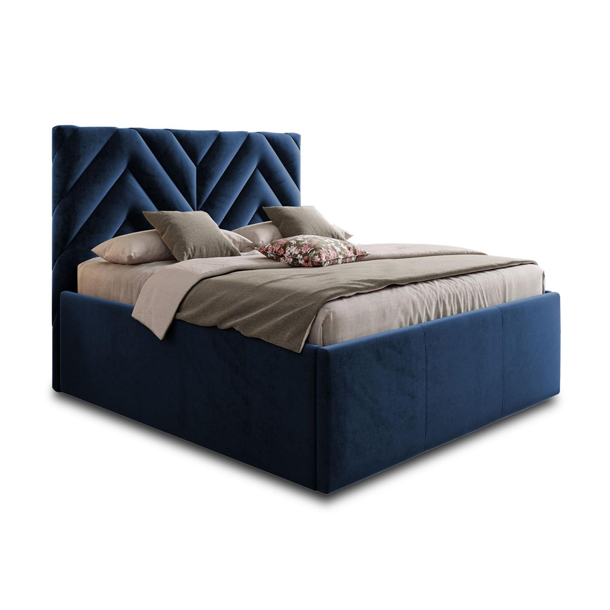 Voir la diapositive 1 : BEST MOBILIER Santiago - lit coffre - 140x200 - sommier inclus - en velours