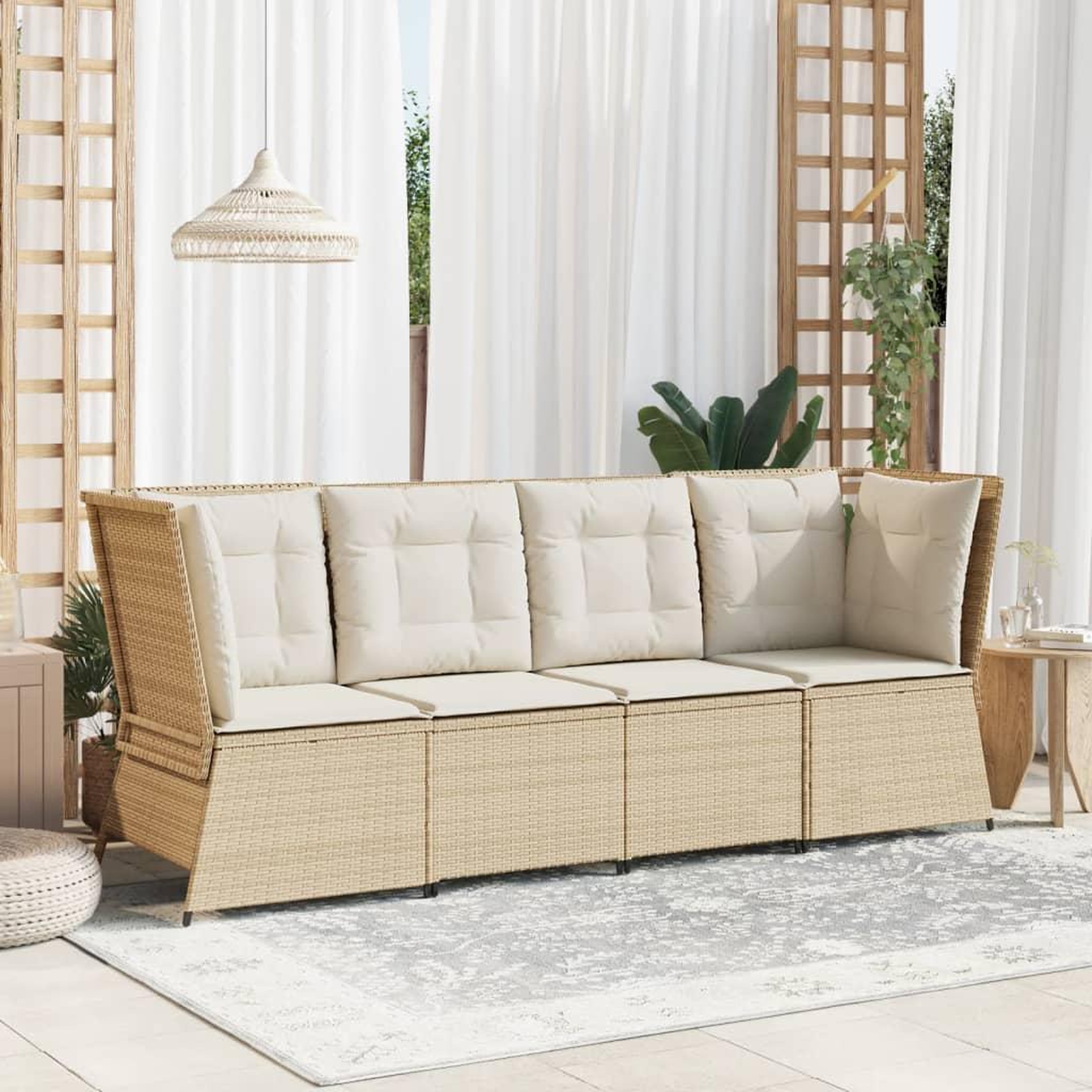 Voir la diapositive 3 : VIDAXL Canape d'angle de jardin avec coussins beige resine tressee