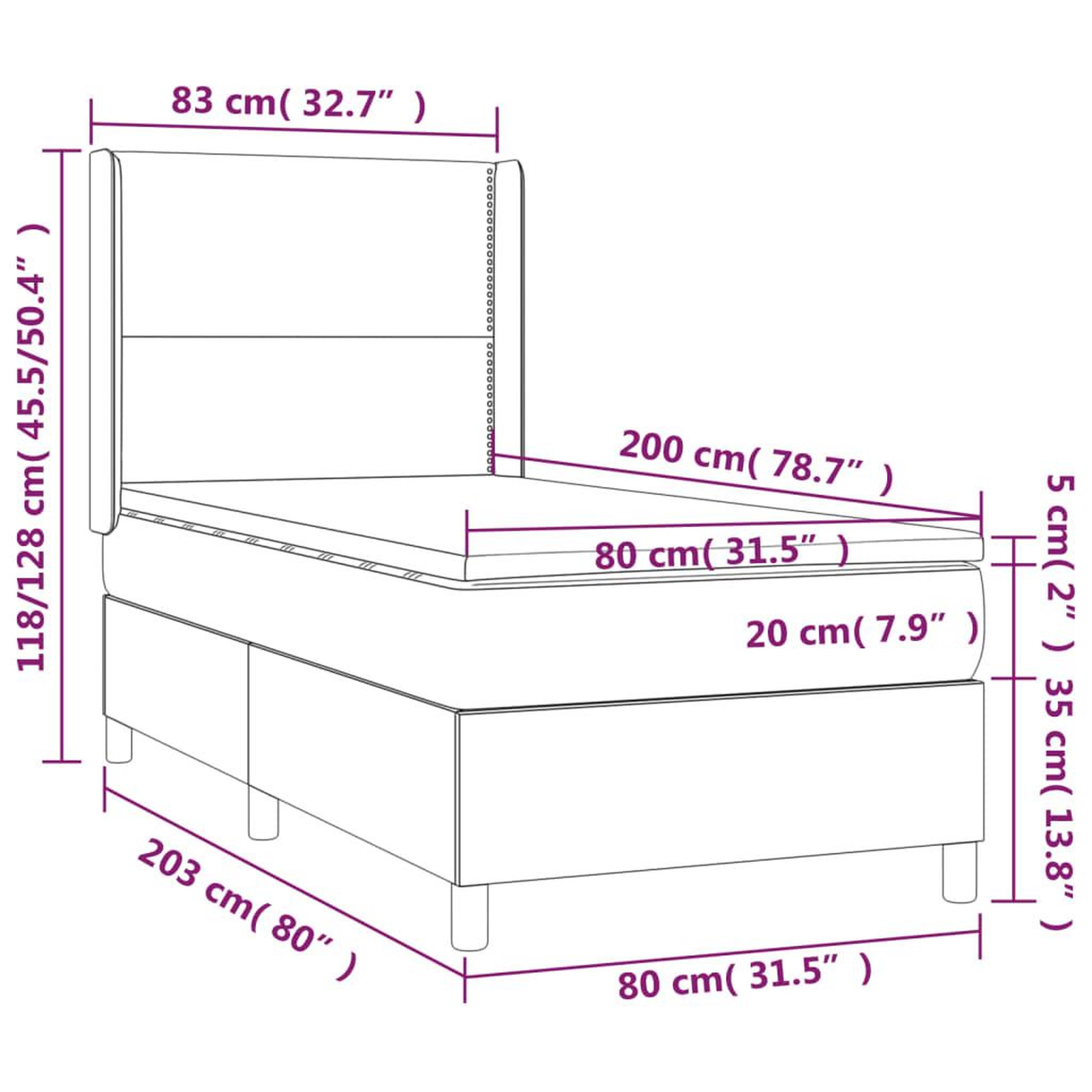 Voir la diapositive 6 : VIDAXL Sommier a lattes de lit matelas et LED Noir 80x200cm Tissu