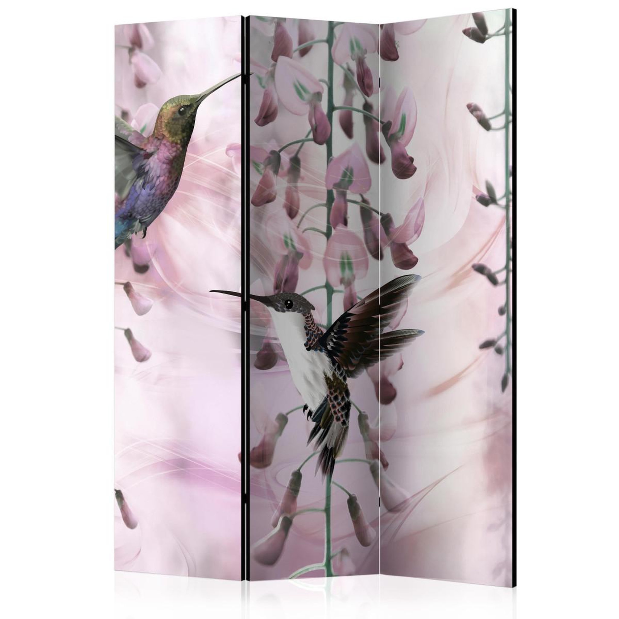 Paris Prix Paravent 3 volets  flying hummingbirds pink  135x172cm