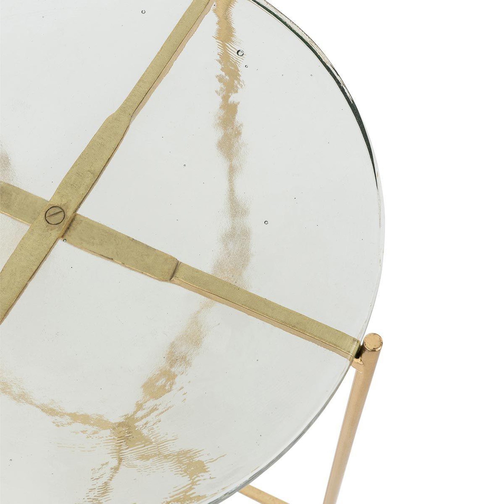 Voir la diapositive 2 : J-LINE Lot de 2 tables gigognes  obi  58cm transparent & or