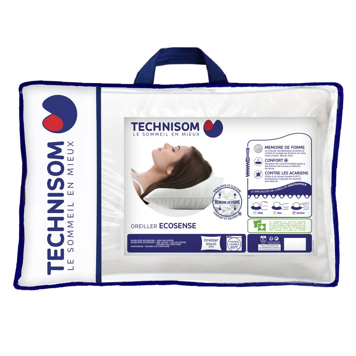 Oreiller moelleux à mémoire de forme ECOSENSE 