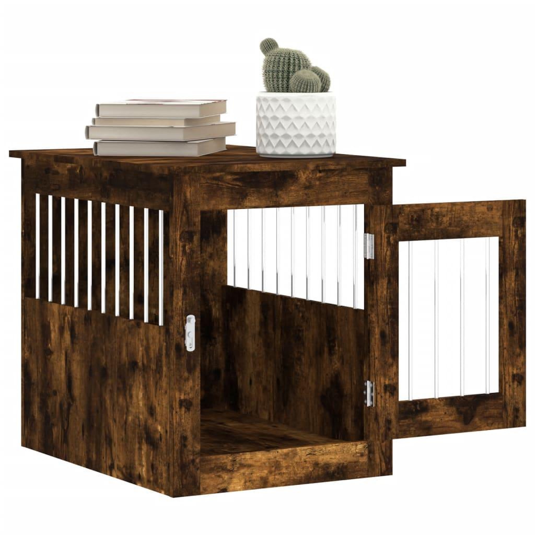 Voir la diapositive 5 : VIDAXL Meuble de cage pour chiens chene fume 55x75x65 cm