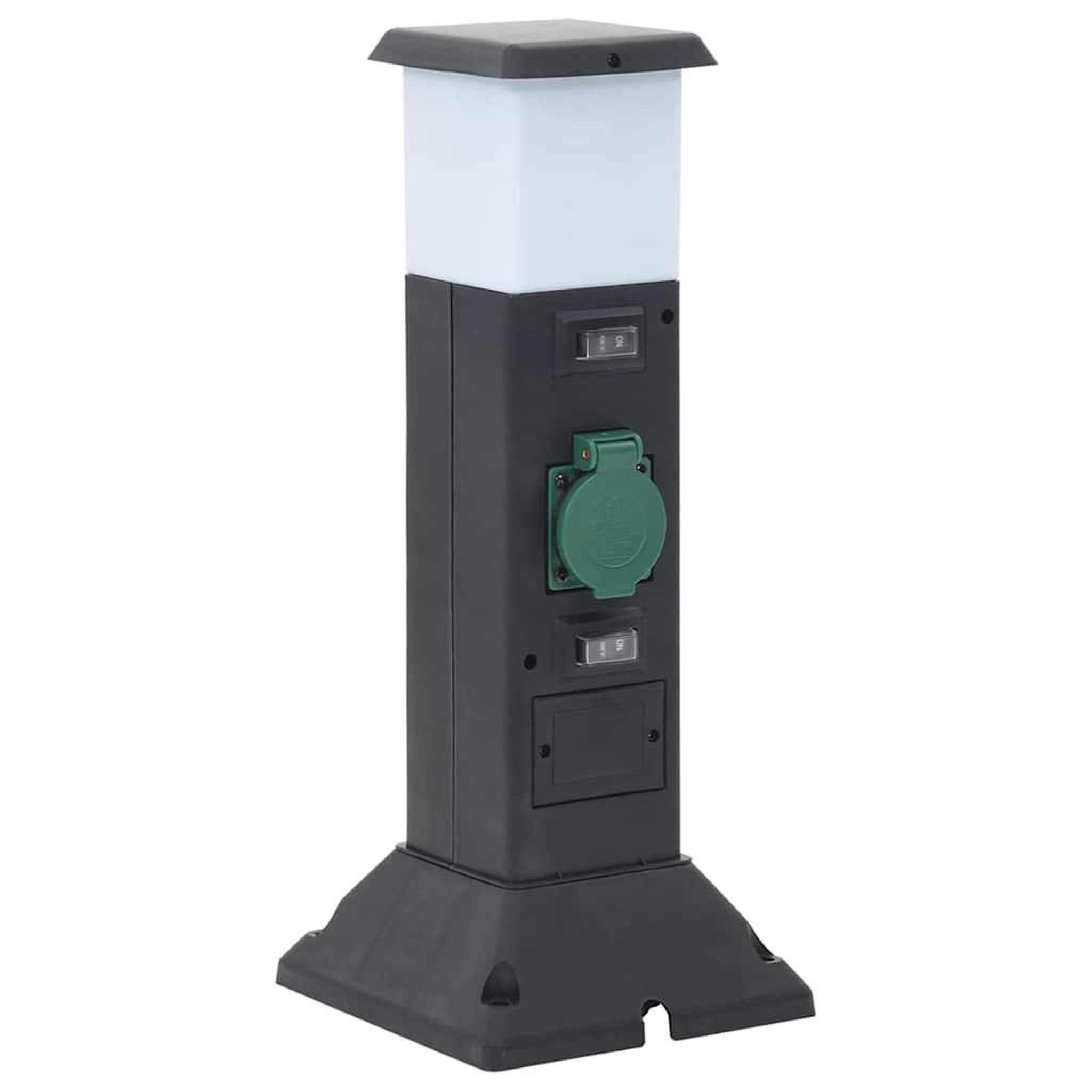 Voir la diapositive 4 : VIDAXL Colonne de prise d'exterieur avec lampe et piquet a 2 voies