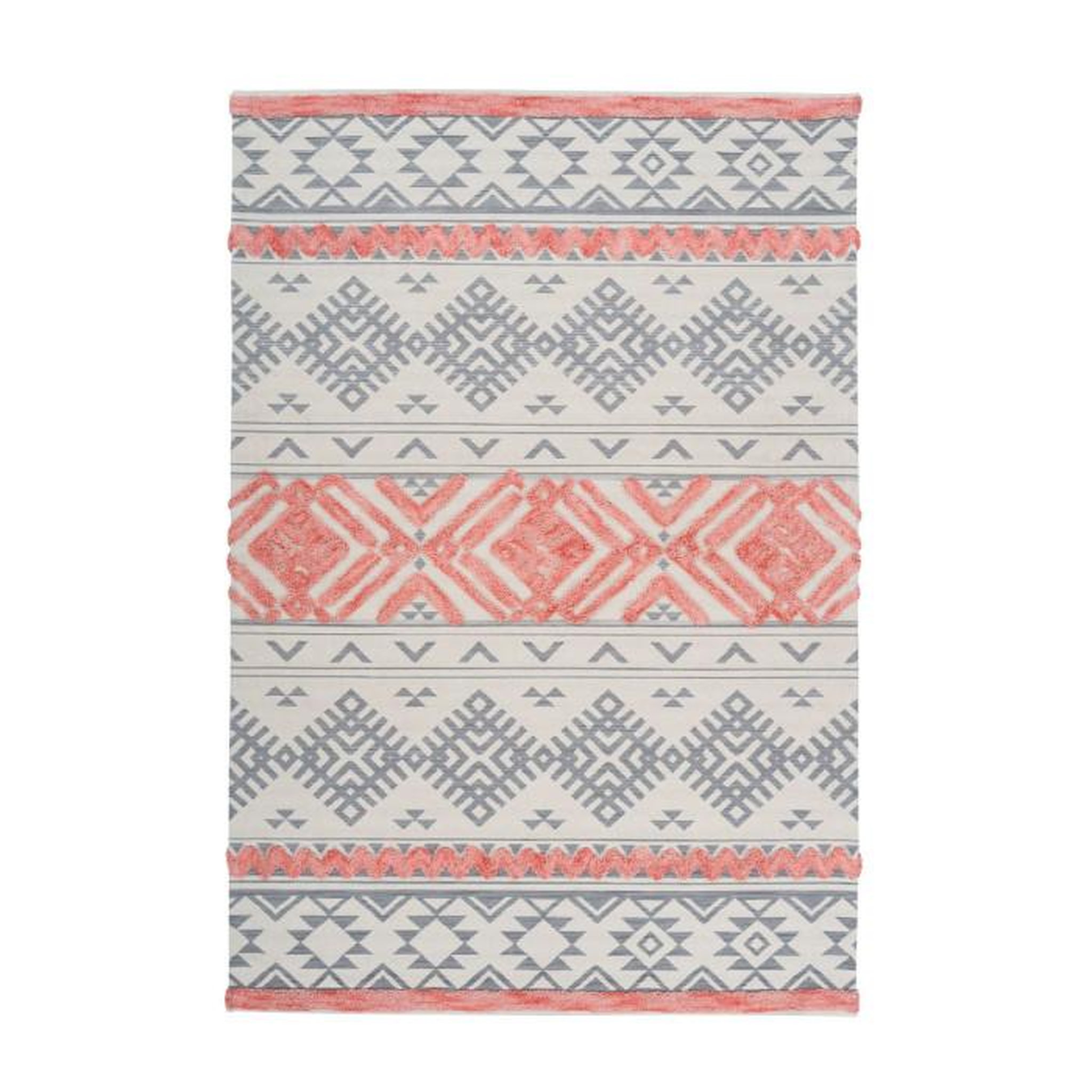 Paris Prix Tapis Jacquard à Poils Courts  Ethnie  Gris & Orange. Coloris disponibles : Gris