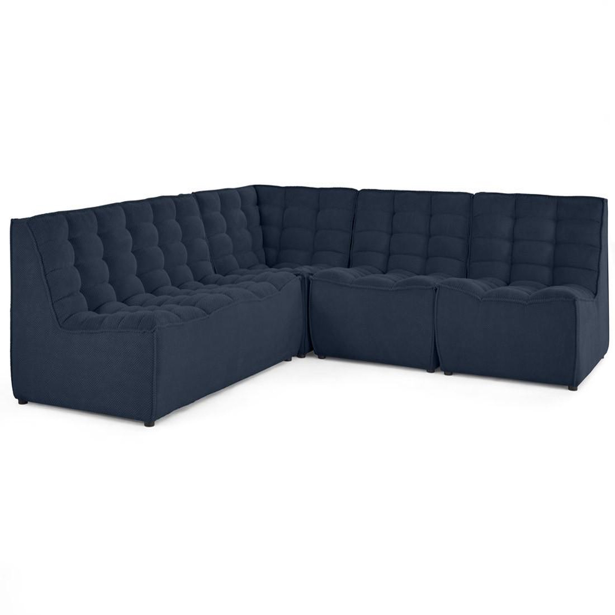 Voir la diapositive 5 : BEST MOBILIER Ellie - canapé modulable d'angle réversible 5 places en velours texturé