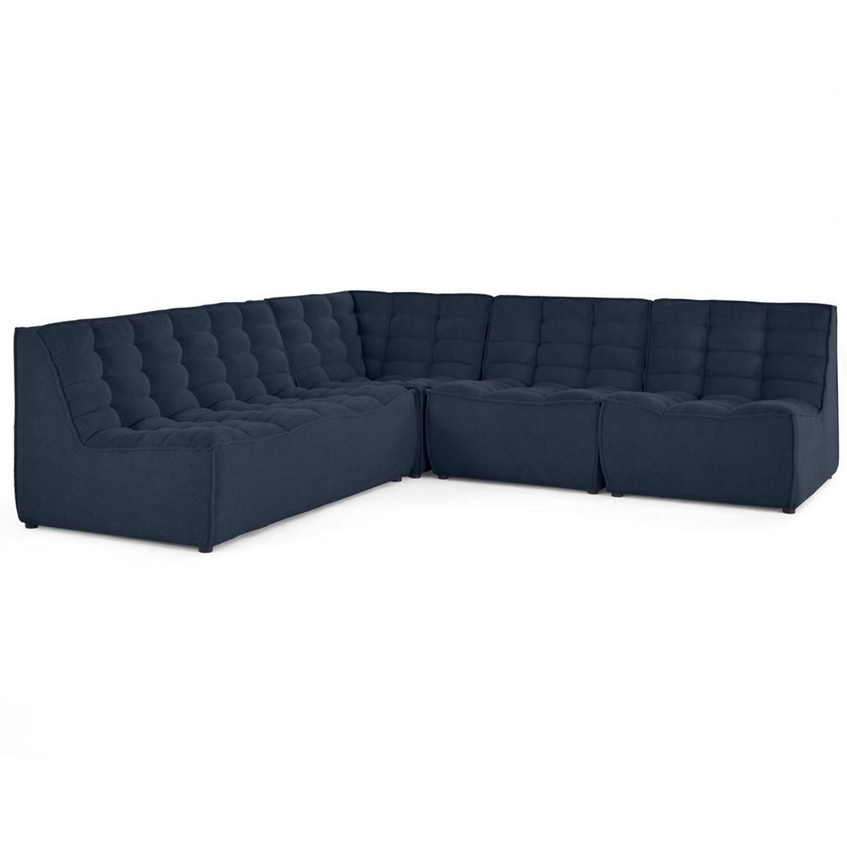 LISA DESIGN Ellie - canapé modulable d'angle réversible 5 places en velours texturé