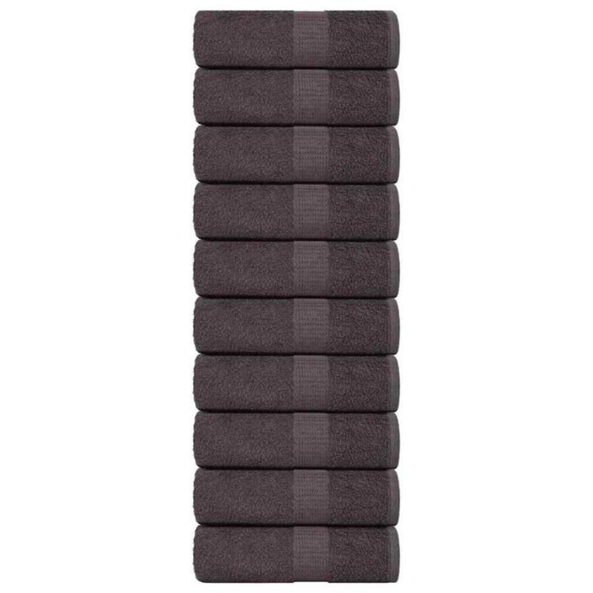 VIDAXL Serviettes de visage 10 pcs anthracite 30x30 cm 100% coton