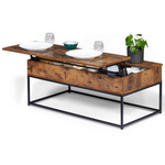 ID MARKET Table basse plateau relevable rectangulaire DAYTON effet vieilli design industriel