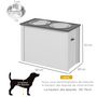 Voir la diapositive 3 : PAWHUT Gamelle double chien - porte-gamelles surélevé rangement 2 en 1 - tiroir, 2 gamelles - acier inox. MDF gris blanc