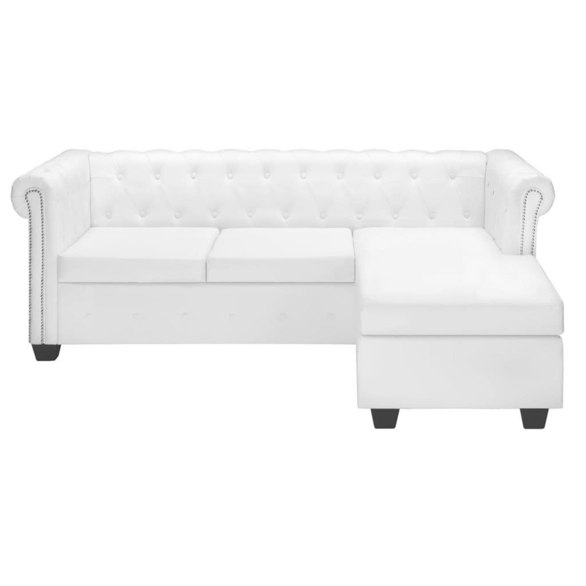 VIDAXL Canape Chesterfield en forme de L cuir synthetique blanc