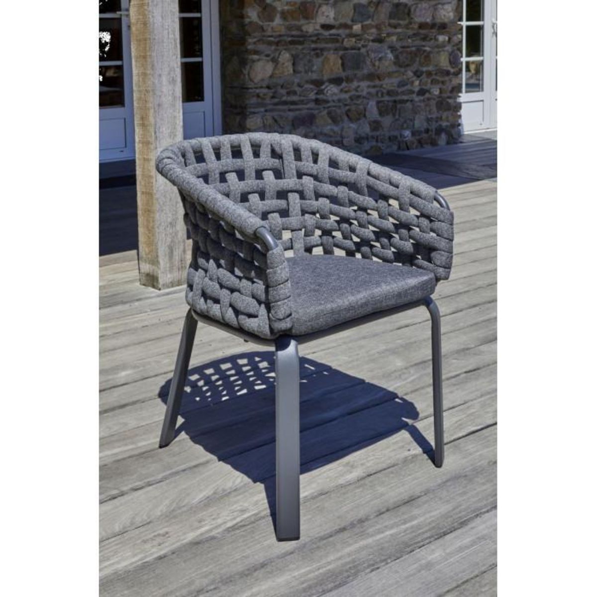 Paris Prix Fauteuil de Jardin en Corde Tissée  Camargue  72cm Gris Anthracite