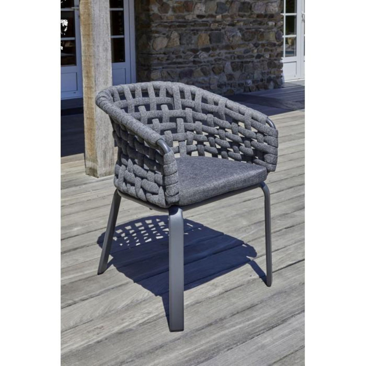 Paris Prix Fauteuil de Jardin en Corde Tissée  Camargue  72cm Gris Anthracite