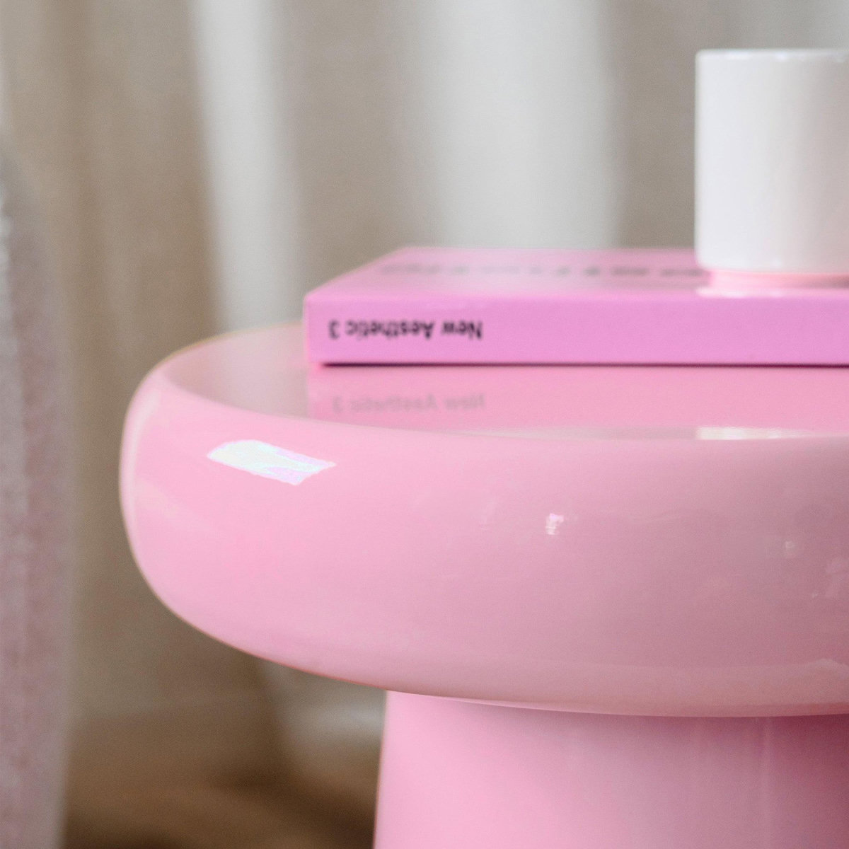 Rendez vous déco Table d'appoint ronde en métal rose D40 cm-Anouk