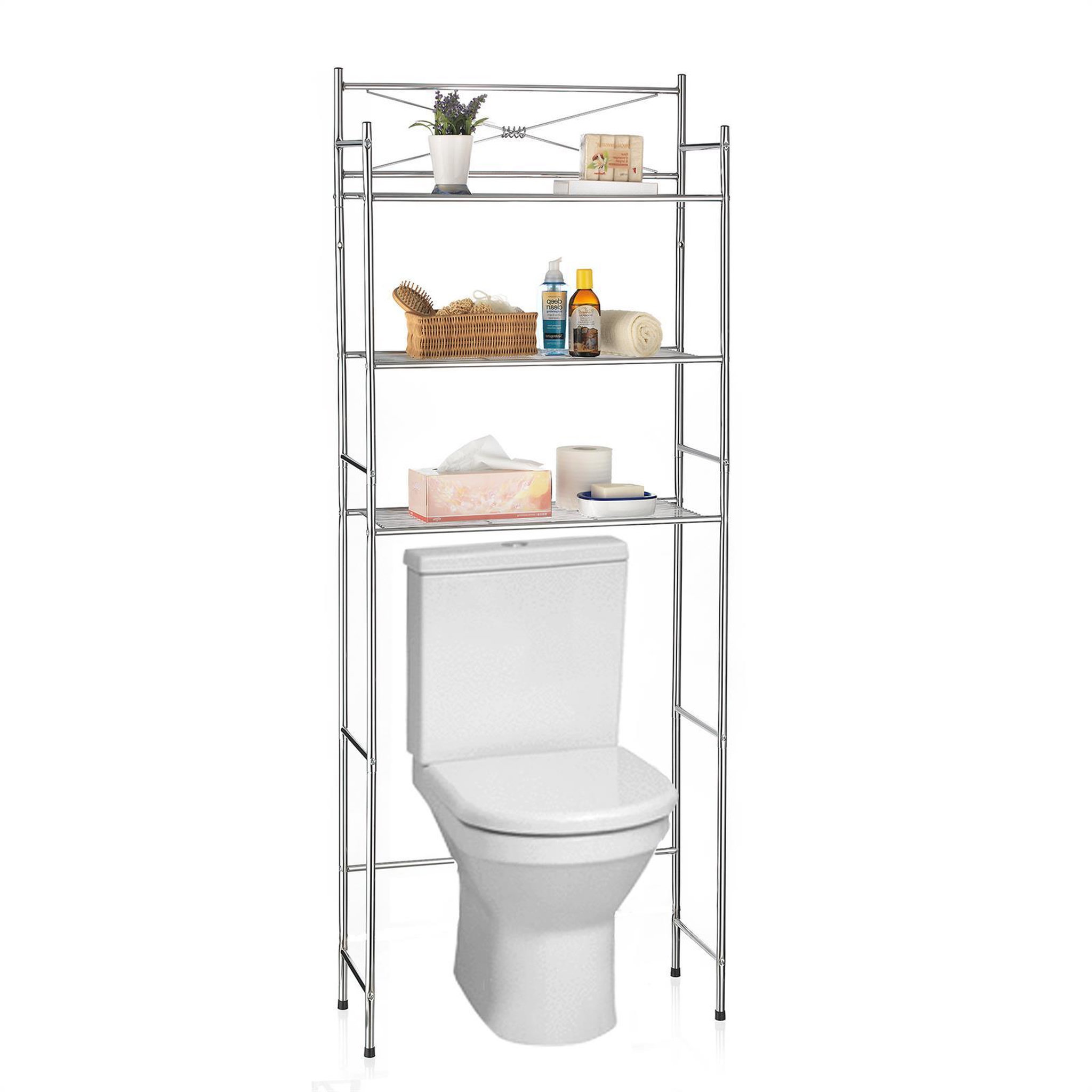 Voir la diapositive 1 : IDIMEX Etagère de salle de bain marsa, rangement pour wc/lave-linge, en métal
