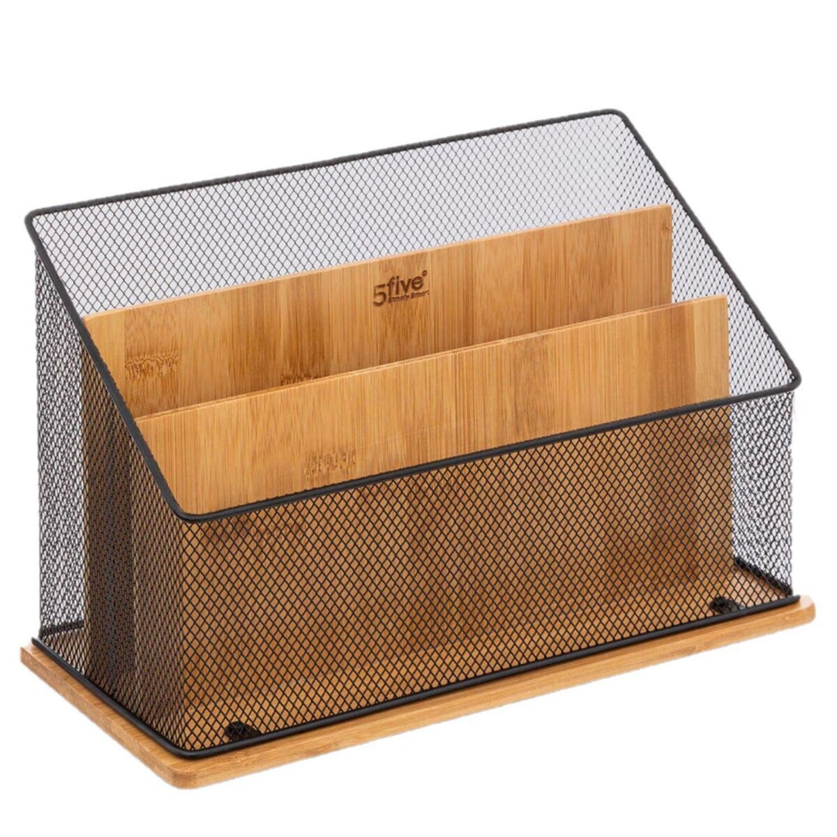 FIVE Organiseur de bureau en métal et bambou HAVI - Noir