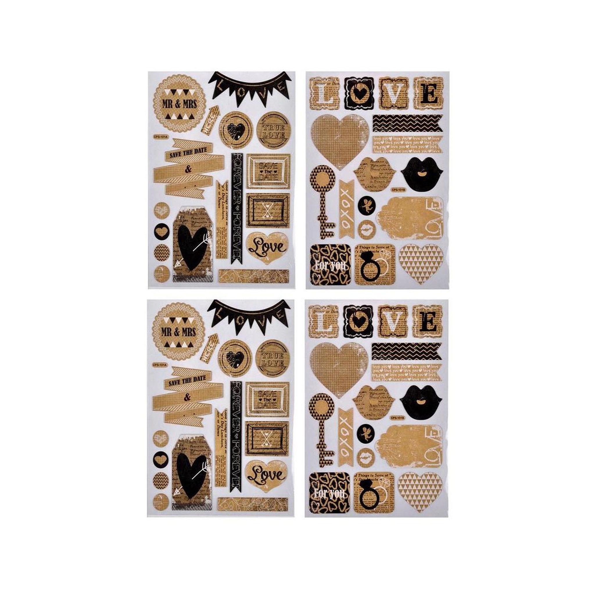 HOMEA Lot de 2 planches de stickers  love  naturel