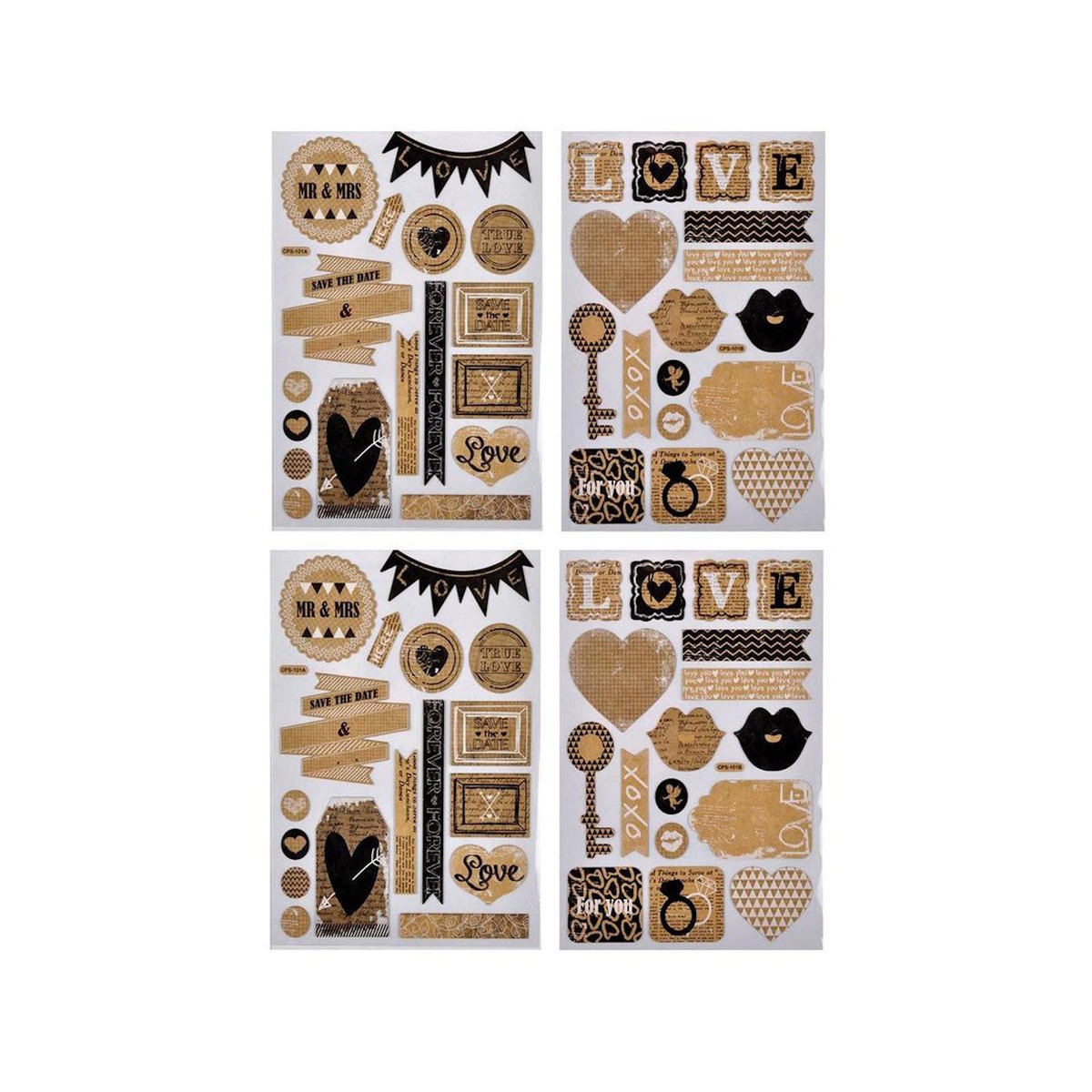 Paris Prix Lot de 2 Planches de Stickers  Love  Naturel