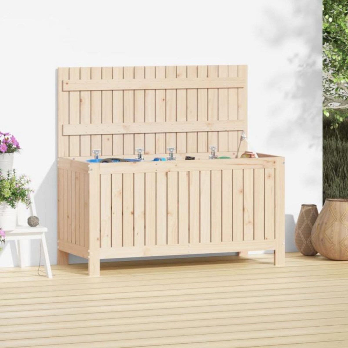 VIDAXL Boîte de rangement de jardin 115x49x60 cm Bois massif de pin