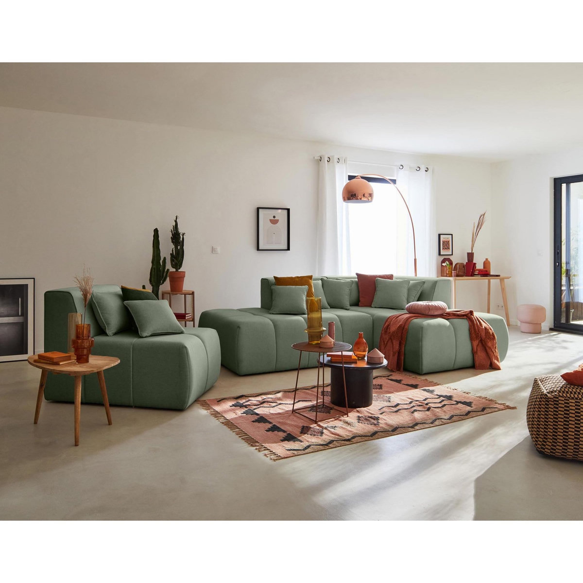 LISA DESIGN Caracas - canapé modulable d'angle droit - 5 places - en tissu
